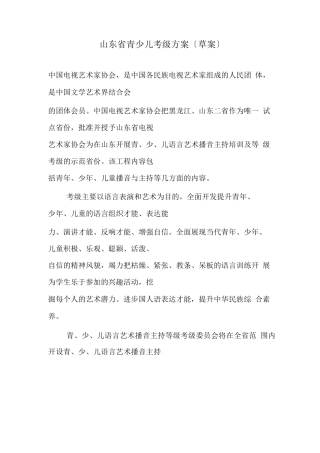 山东省青少儿考级方案
