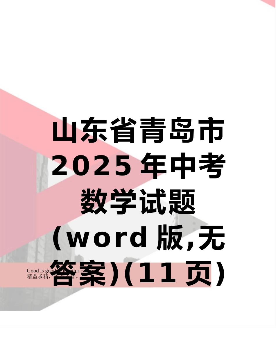 山东省青岛市2025年中考数学试题_第1页