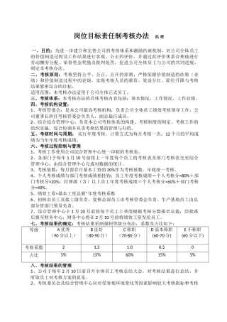 岗位目标责任制考核办法----机-密