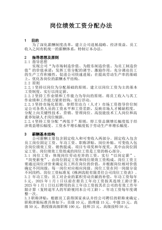 岗位绩效工资分配办法