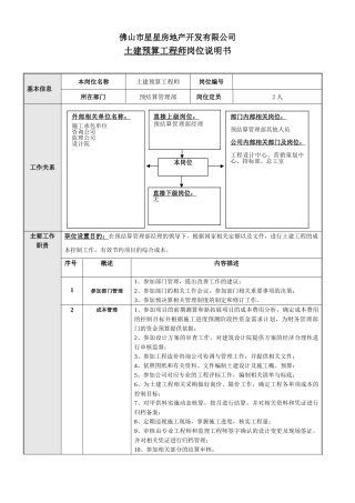 岗位说明书——土建预算工程师