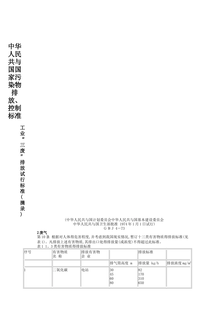 工业“三废”排放试行标准_第1页