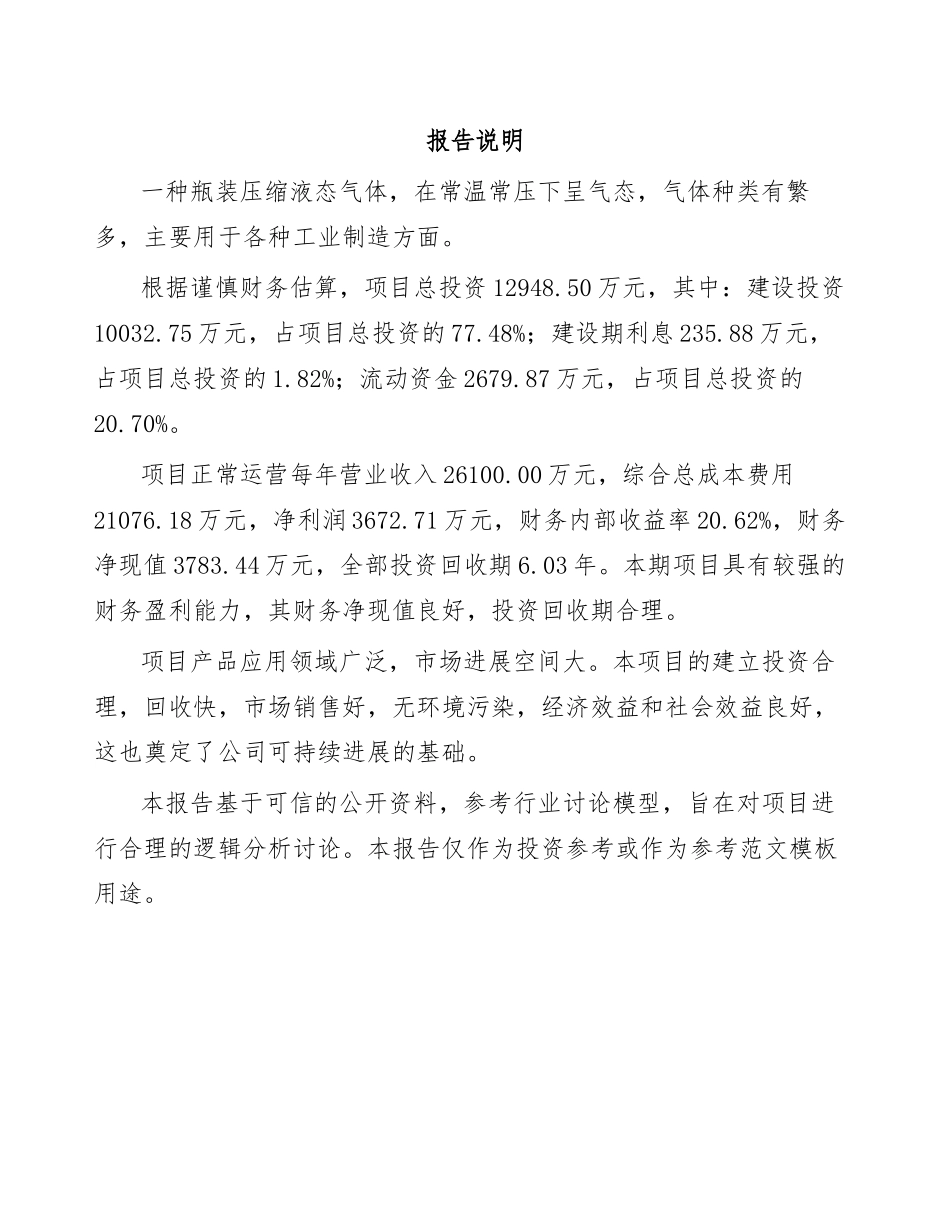 工业气体项目策划书模板范文_第2页