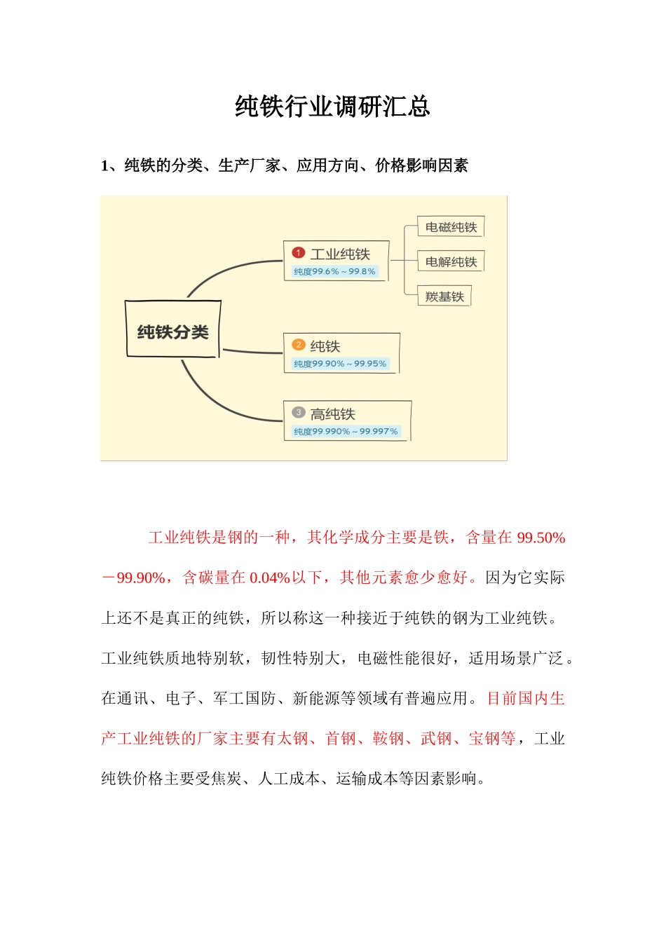 工业纯铁行业调研整理及LFP成本分析_第1页