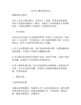 工会审计整改报告范文