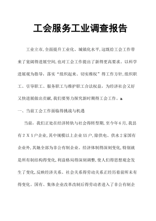 工会服务工业调查报告