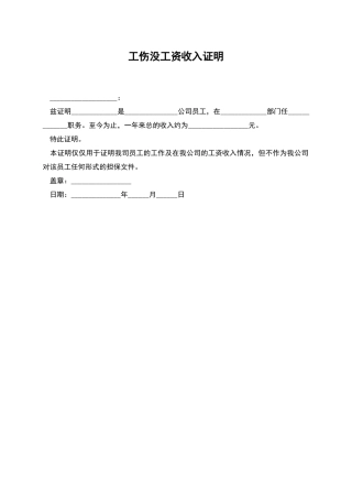 工伤没工资收入证明