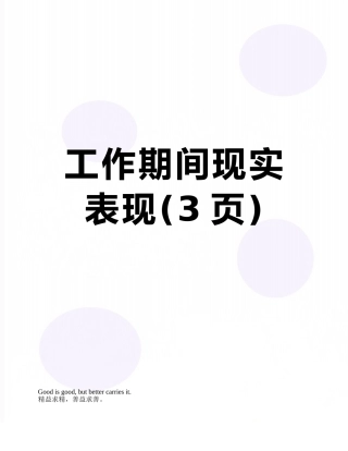 工作期间现实表现