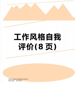 工作风格自我评价
