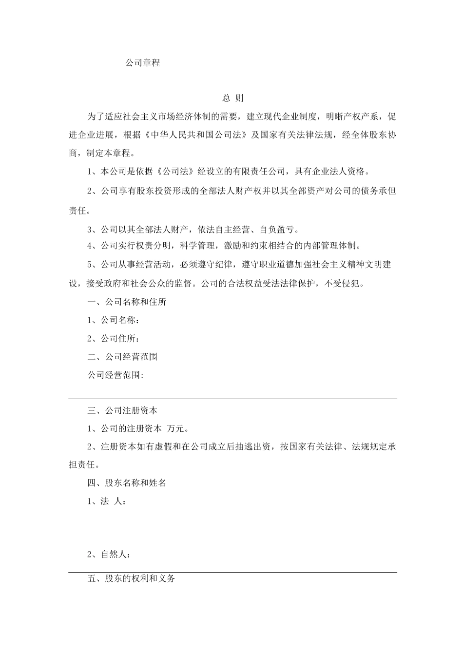 工商局公司章程_第1页