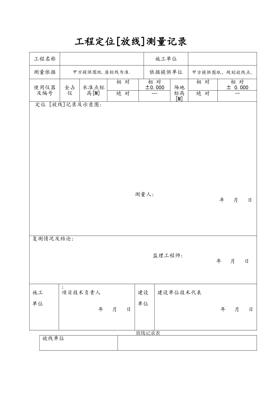 工程定位放线记录_第1页