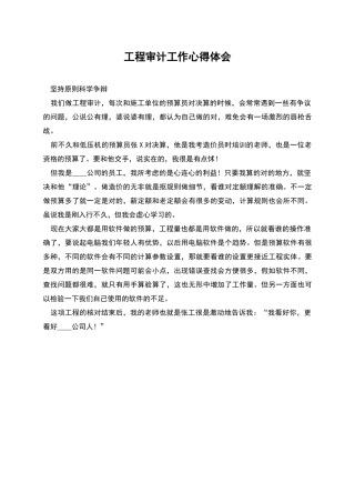 工程审计工作心得体会