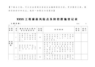 工程廉政风险点及防控措施登记表 