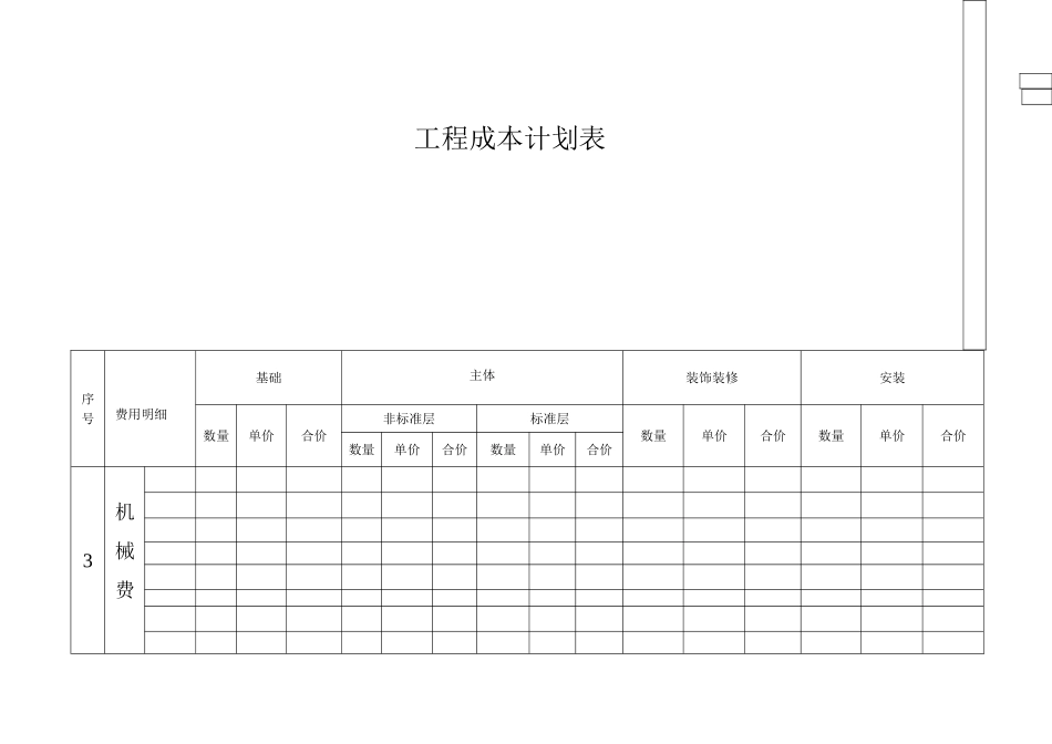 工程成本计划表资料_第2页
