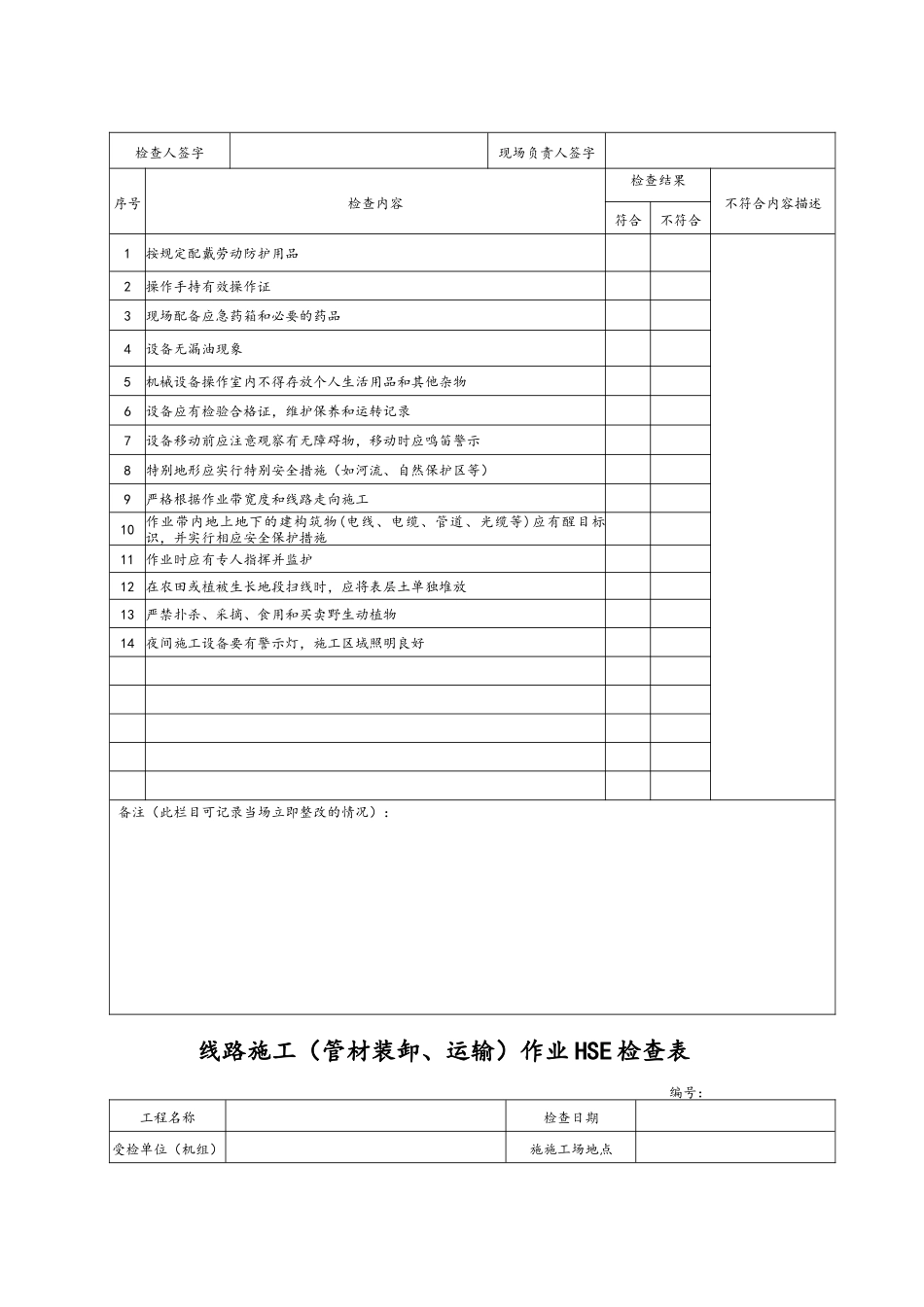 工程施工现场各类检查表汇总_第3页