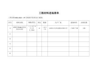 工程材料进场清单