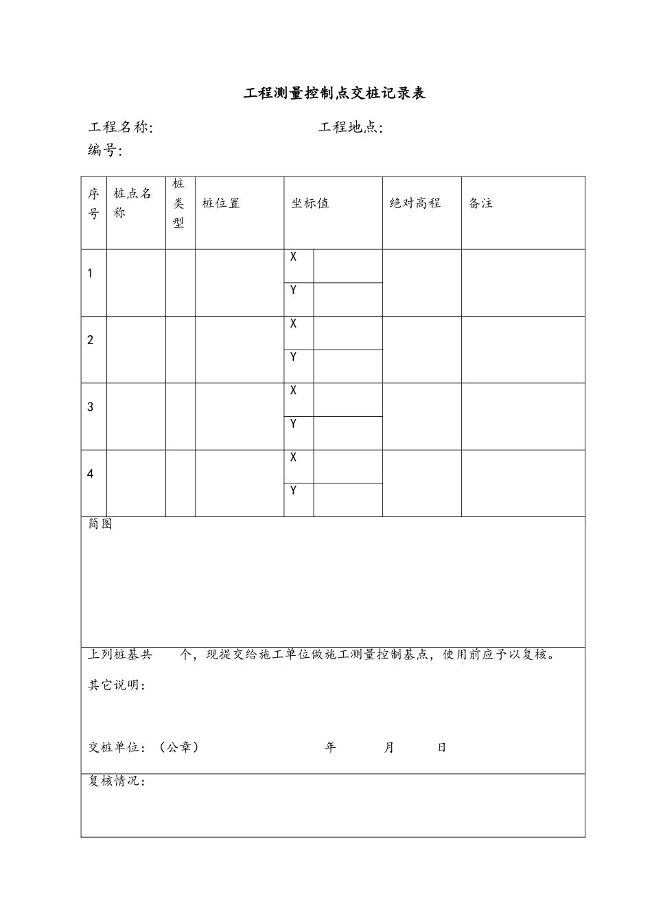 工程测量控制点交桩记录表_第1页