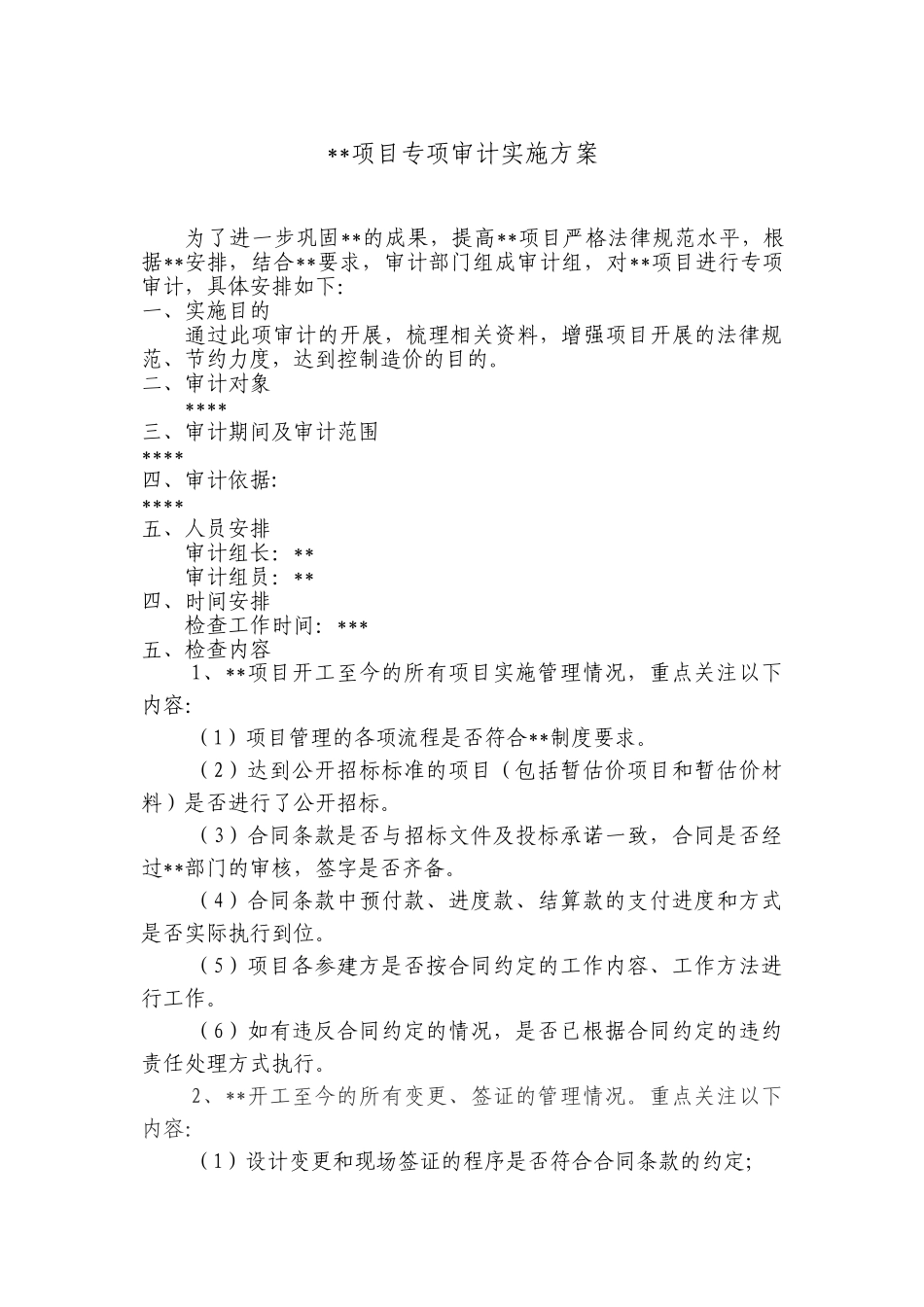 工程项目审计方案_第1页