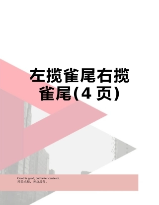 左揽雀尾右揽雀尾