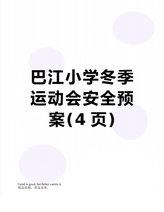 巴江小学冬季运动会安全预案