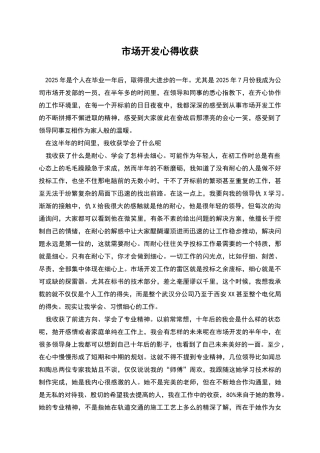 市场开发心得收获