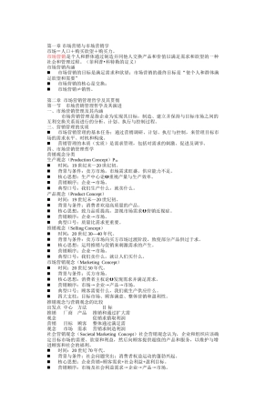市场营销学提纲