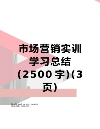 市场营销实训学习总结-