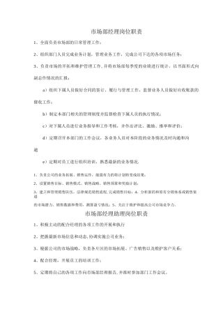 市场部员工岗位职责