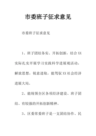 市委班子征求意见