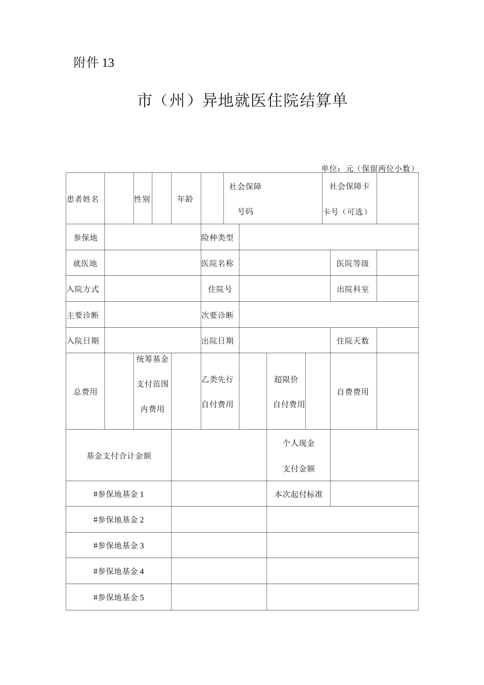 市异地就医住院结算单_第1页