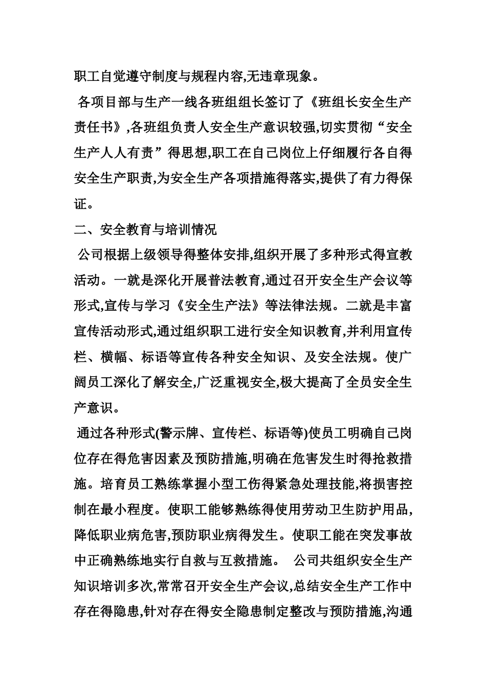 市政安全生产自查报告_第2页