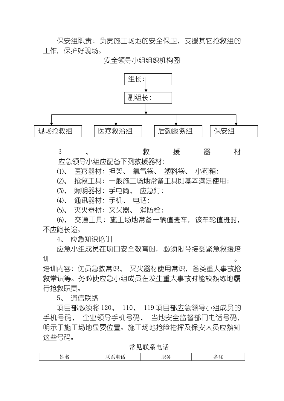 市政工程施工现场安全事故应急预案模板_第3页