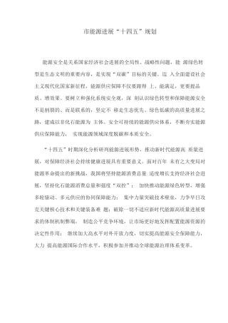 市能源发展“十四五”规划