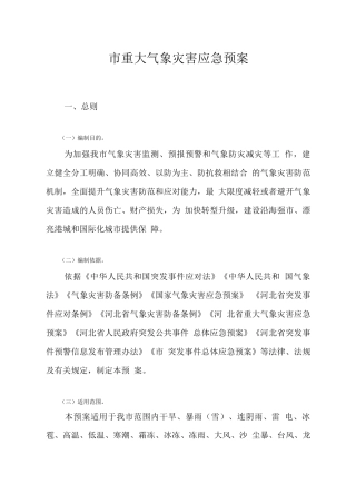 市重大气象灾害应急预案