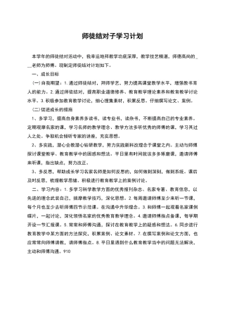 师徒结对子学习计划