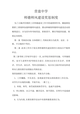 师德师风建设奖惩制度