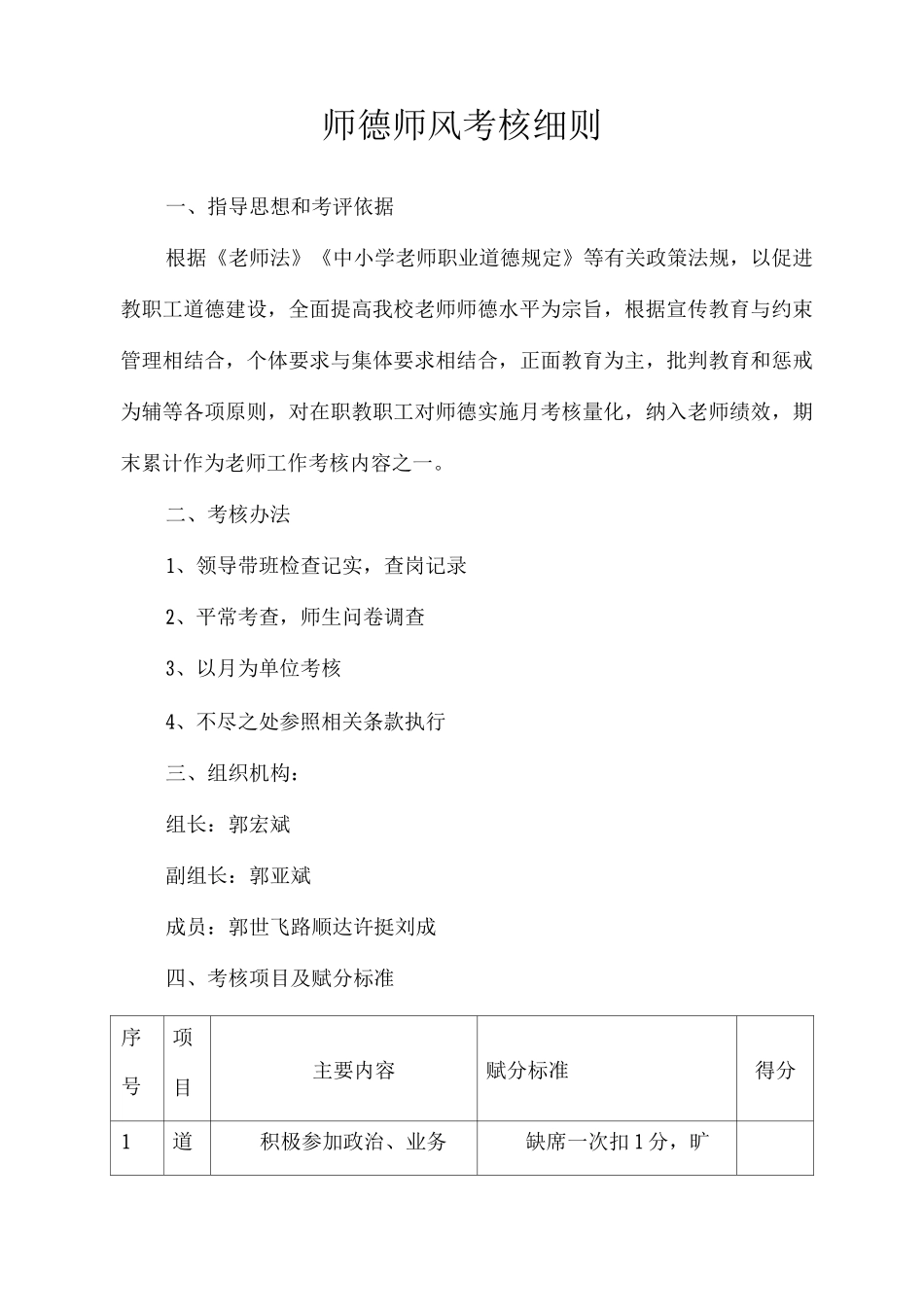 师德师风考核细则_第1页