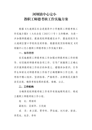 师德考核方案河坝镇中心完小