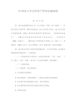师范大学无形资产管理实施细则
