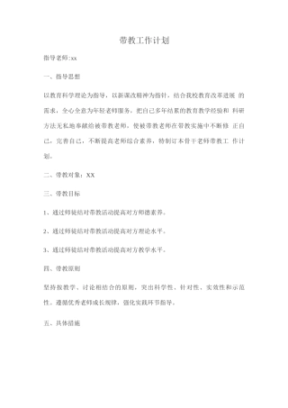 带教工作计划