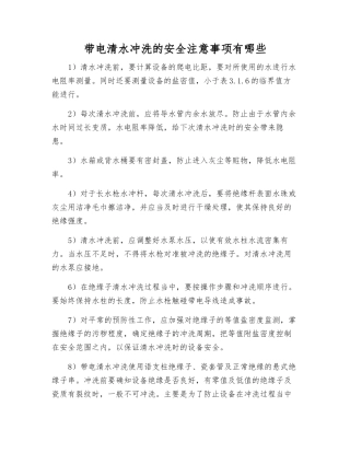 带电水冲洗的安全注意事项有哪些