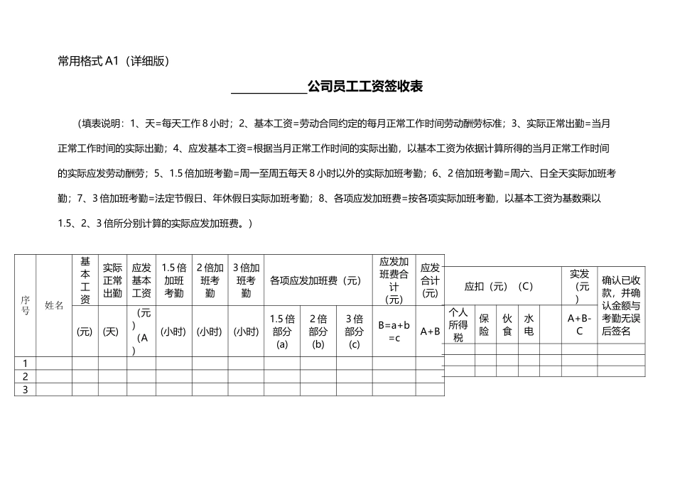 常用《工资表》格式_第2页