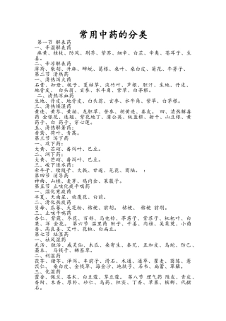 常用中药的分类