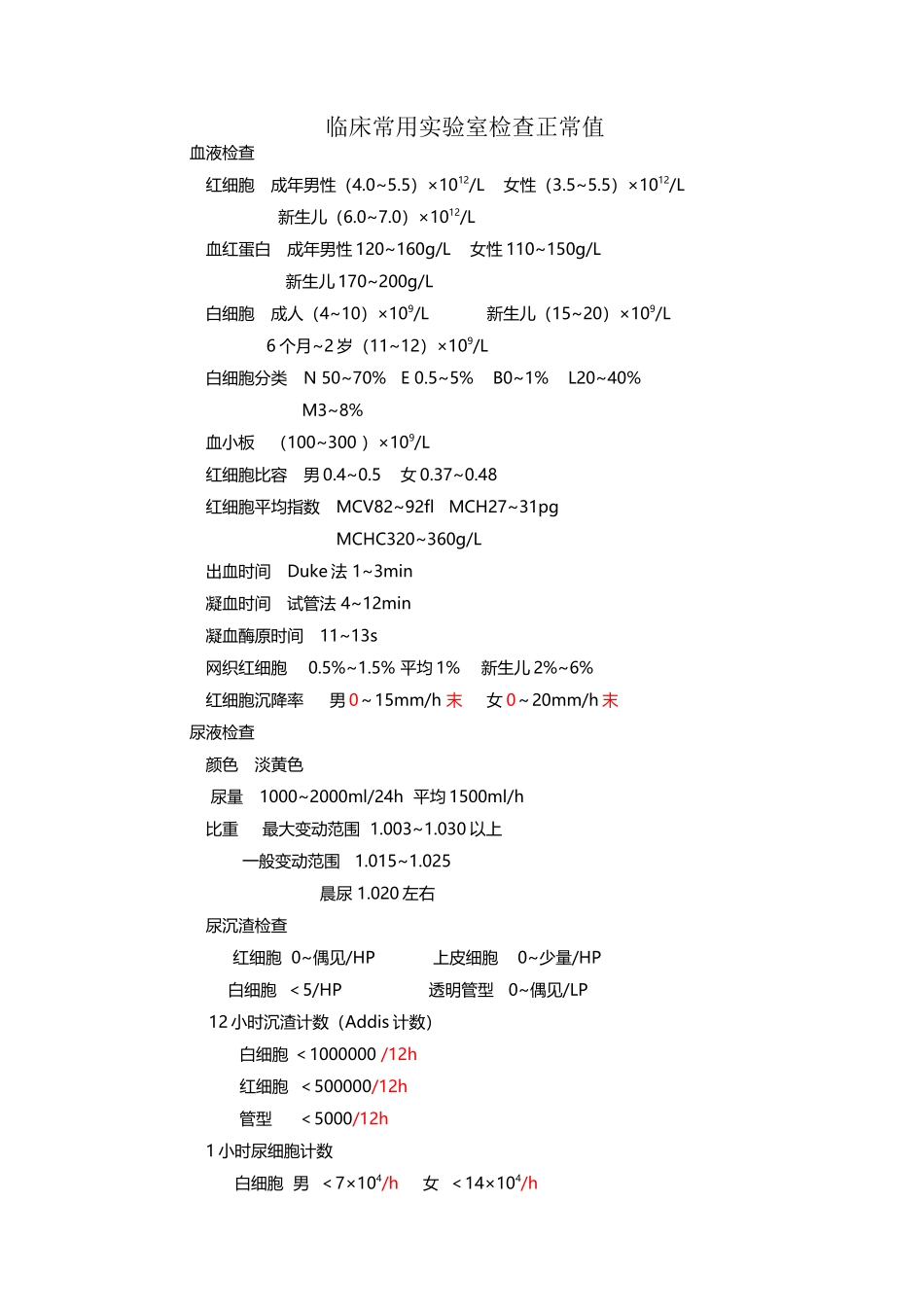 常用实验室检查正常值_第2页