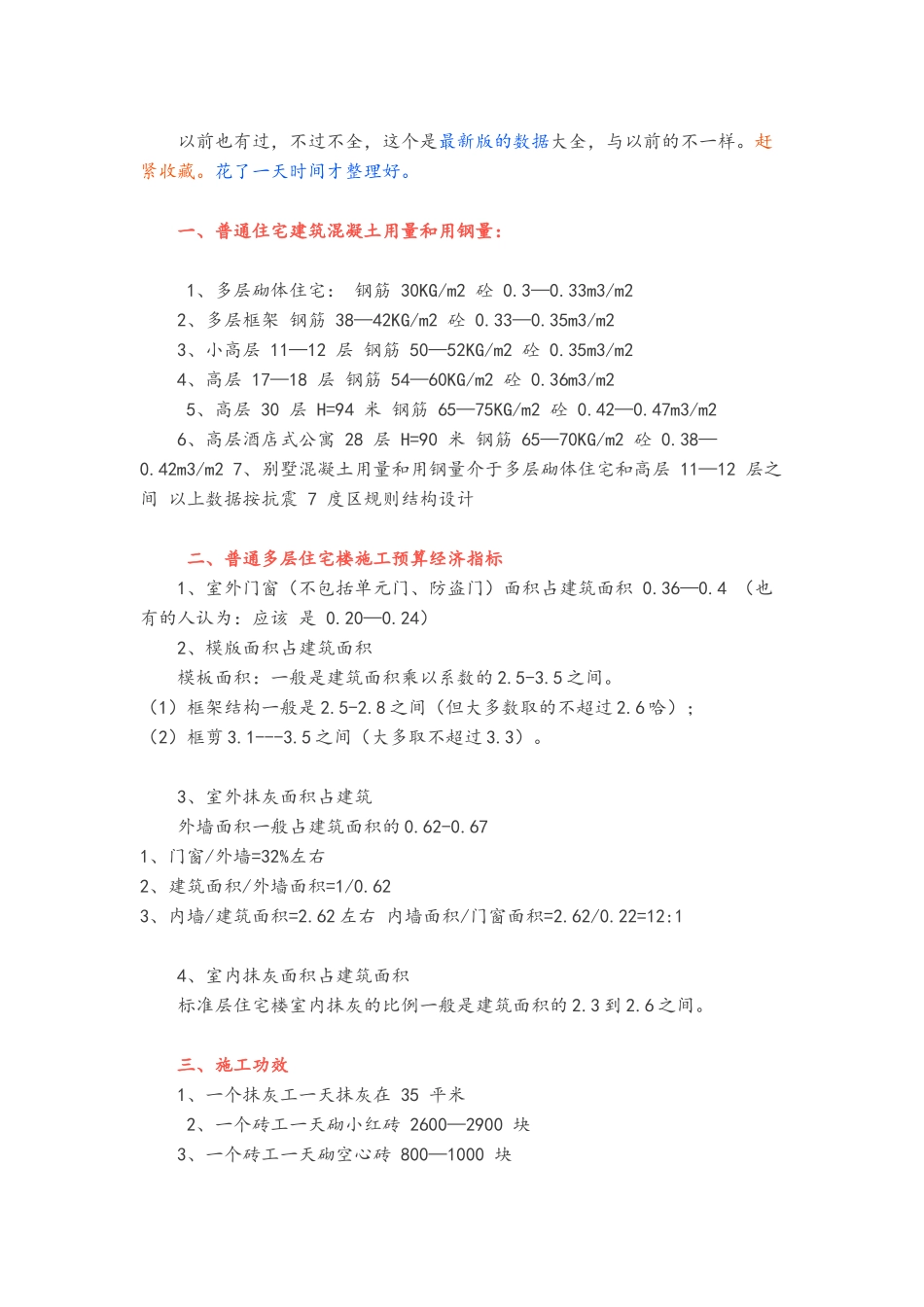 常用建筑工程数据大全_第1页