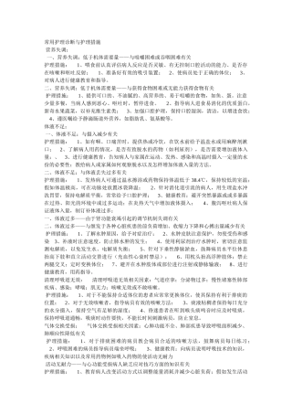 常用护理诊断与护理措施