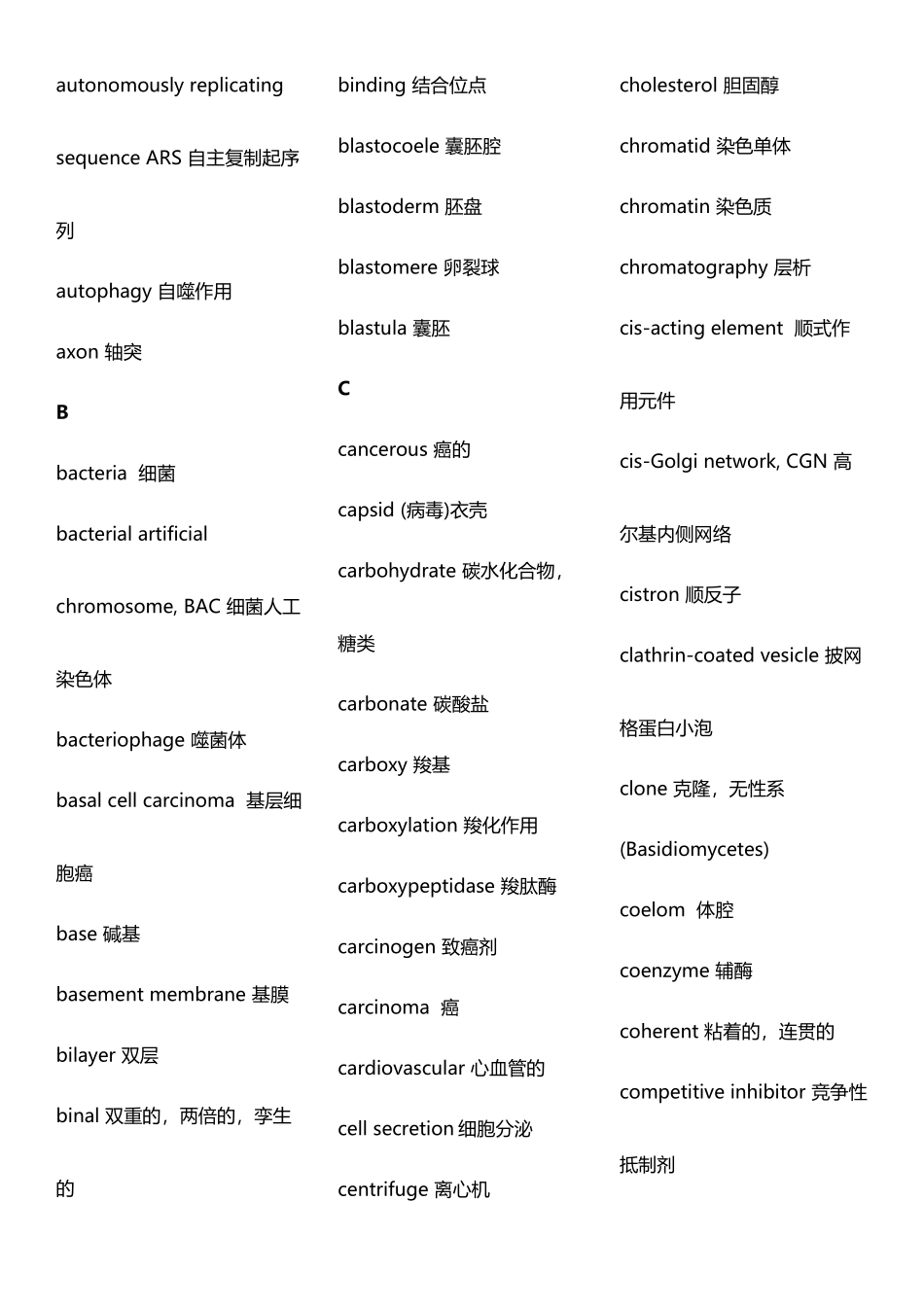 常用生物学专业英语词汇_第3页