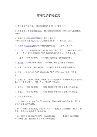 常用电子表格公式