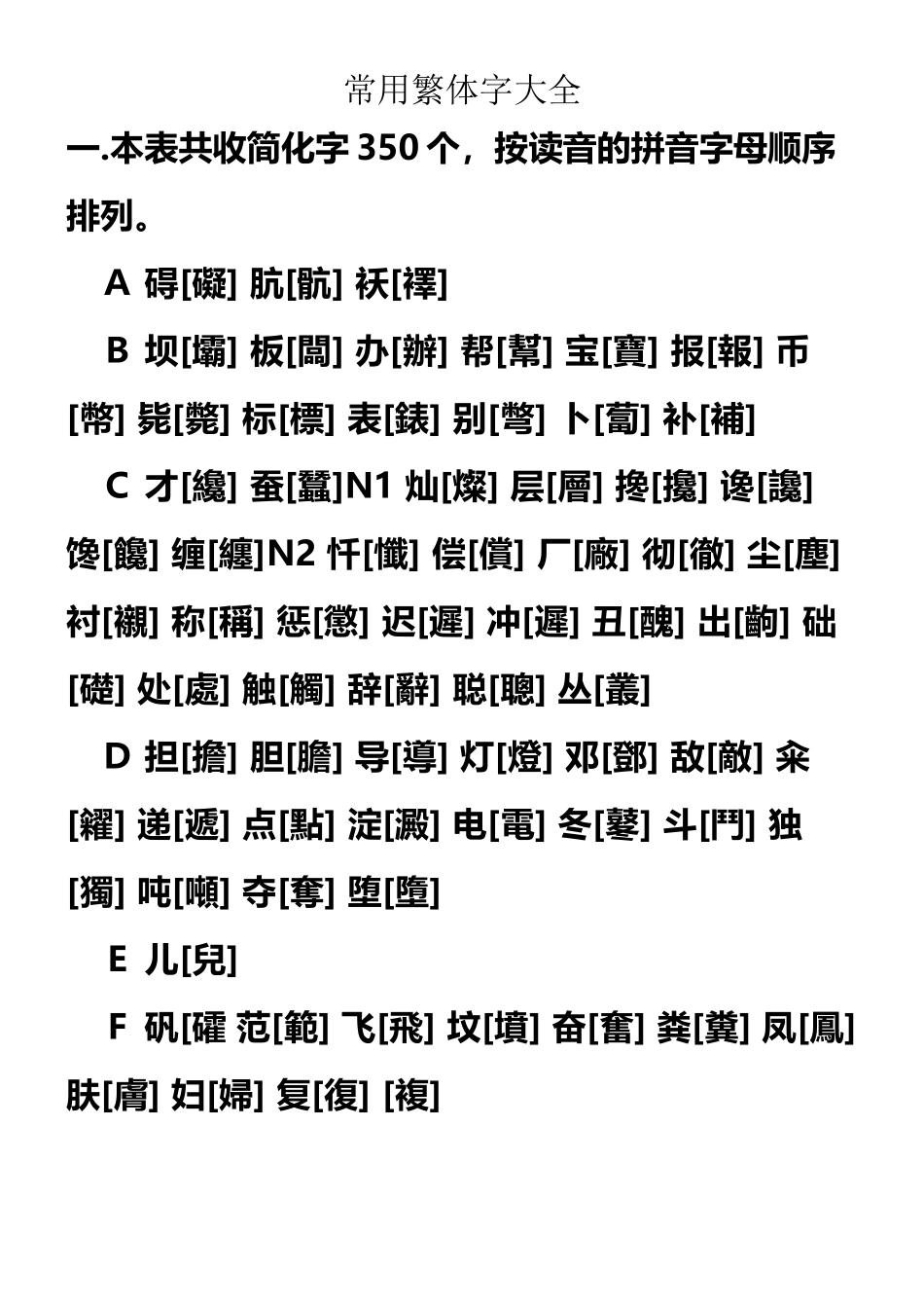 常用繁体字大全打印版_第2页