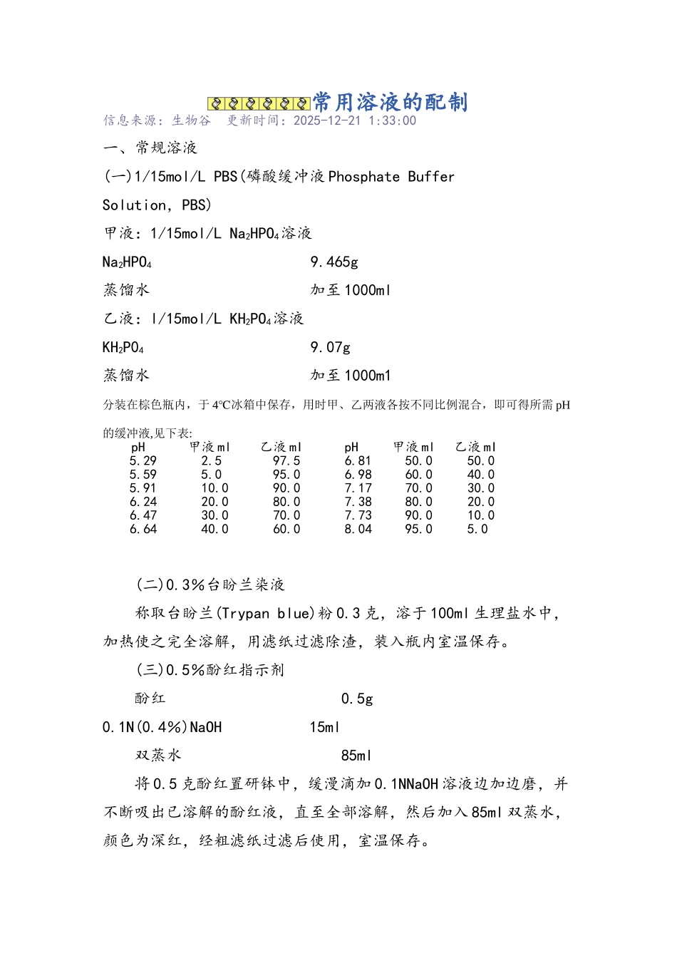 常用试剂的配制_第1页